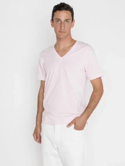 Los Angeles Apparel 24056 S/S Fine Jersey V-Neck 4 in Light pink