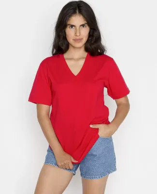Los Angeles Apparel 24056 S/S Fine Jersey V-Neck 4 in Red