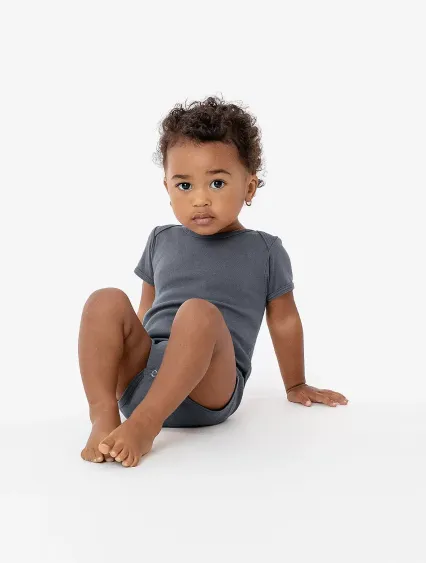 Los Angeles Apparel 40001 BABY RIB INFANT S/S ONES in Asphalt