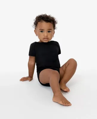 Los Angeles Apparel 40001 BABY RIB INFANT S/S ONES in Black