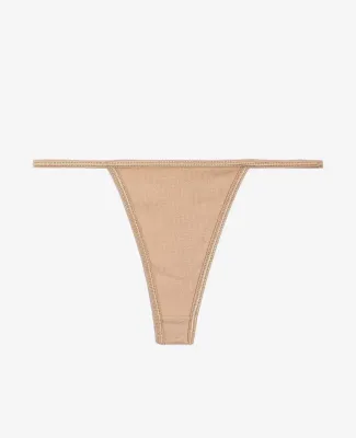 Los Angeles Apparel 43013 Baby Rib Thong in Almond