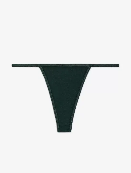 Los Angeles Apparel 43013 Baby Rib Thong in Forest green