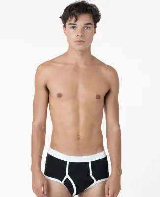 Los Angeles Apparel 44015 Baby Rib Brief in Black/white