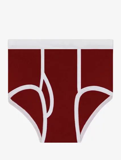 Los Angeles Apparel 44015 Baby Rib Brief in Cranberry/white