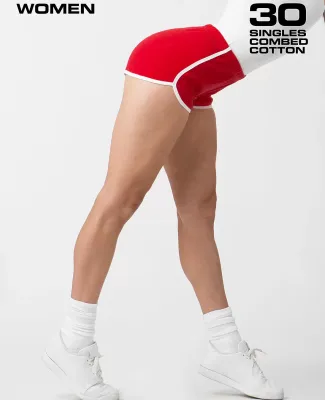 Los Angeles Apparel 73001 Interlock Running Shorts in Red/white