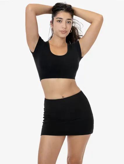 Los Angeles Apparel 83072GD Garment Dye Micro Crop in Black