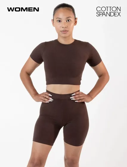 Los Angeles Apparel 83078GD Ctn Spndx S/S Crew Cro in Chocolate