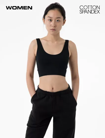 Los Angeles Apparel 8383 Ctn Spndx TankCrop Top in Black