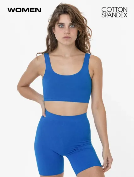 Los Angeles Apparel 8383 Ctn Spndx TankCrop Top in Blue