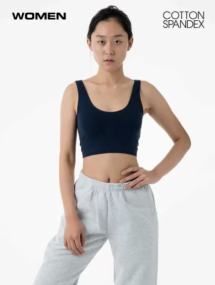 Los Angeles Apparel 8383 Ctn Spndx TankCrop Top in Midnight navy