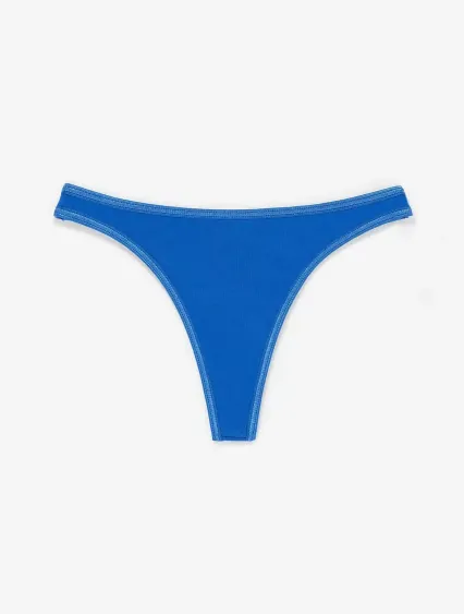 Los Angeles Apparel 8390 Ctn Spandex Thong Panty in Blue