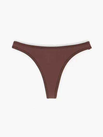 Los Angeles Apparel 8390 Ctn Spandex Thong Panty in Cinnamon