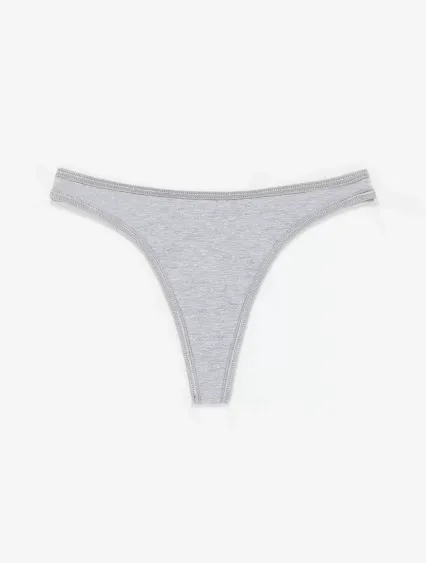 Los Angeles Apparel 8390 Ctn Spandex Thong Panty in Heather grey