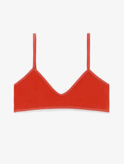 Los Angeles Apparel 8391 Cnt Spndx Spaghetti Brale in Red orange