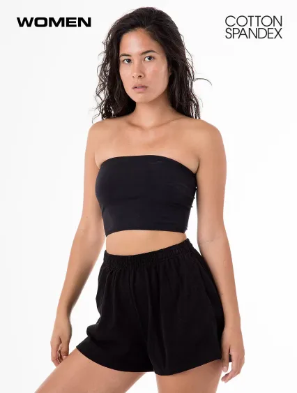 Los Angeles Apparel 8393 Cnt Spndx Tube Crop Top in Black