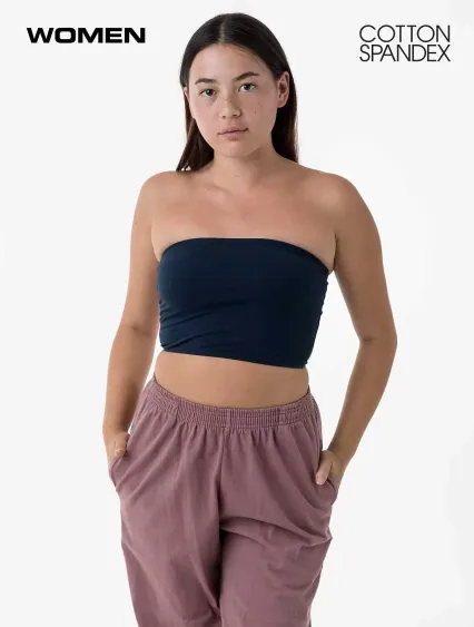 Los Angeles Apparel 8393 Cnt Spndx Tube Crop Top in Midnight navy