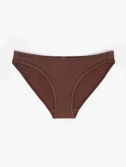 Los Angeles Apparel 8394 Cotton Spandex Bikini Pan in Cinnamon