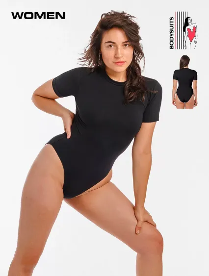 Los Angeles Apparel B119CFS S/S T-Shirt Bodysuit in Black