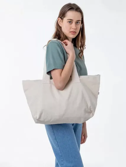 Los Angeles Apparel BD06 Carry All Zip Tote Bag in Natural