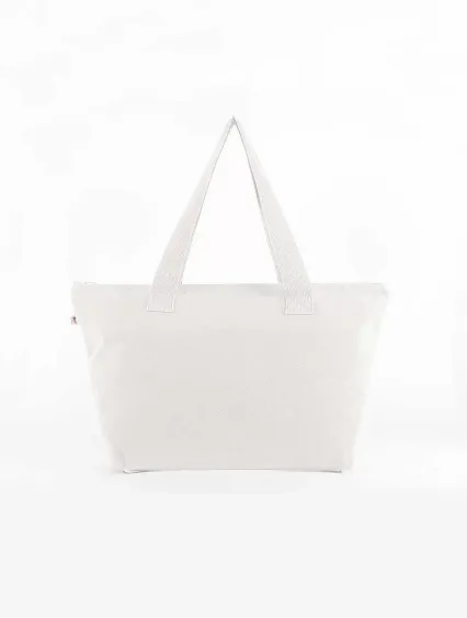 Los Angeles Apparel BD06 Carry All Zip Tote Bag in Off white