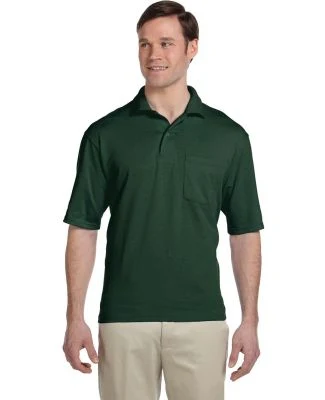 436 Jerzees Adult Jersey 50/50 Pocket Polo with Sp in Forest green