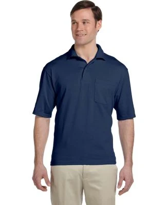 436 Jerzees Adult Jersey 50/50 Pocket Polo with Sp in J. navy