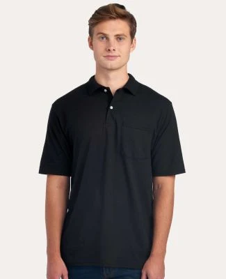 436 Jerzees Adult Jersey 50/50 Pocket Polo with Sp in Black