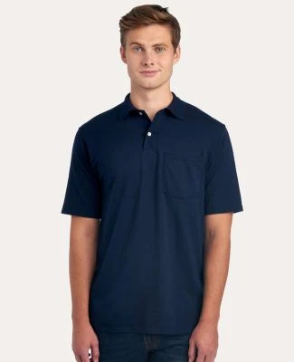 436 Jerzees Adult Jersey 50/50 Pocket Polo with Sp in J. navy