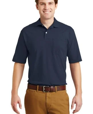 436 Jerzees Adult Jersey 50/50 Pocket Polo with Sp in J. navy