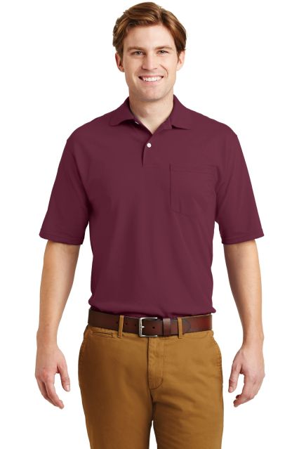 Jerzees 436 Adult Jersey 50/50 Pocket Polo with Sp in Maroon
