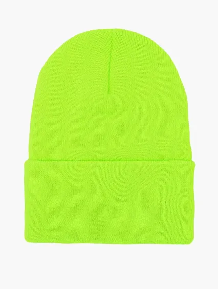 Los Angeles Apparel BEANIE Classic Cuff Beanie in Neon green