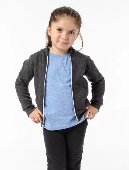 Los Angeles Apparel F1097 Toddler  Poly Cotton Zip in Dark heather grey