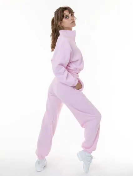 Los Angeles Apparel F394 Flex Fleece Womens Pant in Light pink