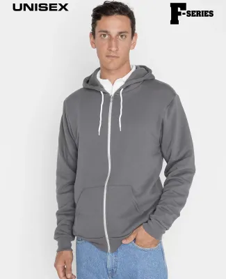 Los Angeles Apparel F97 Flex Fleece Zip Up Hoodie in Asphalt