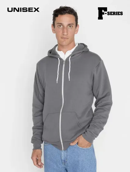 Los Angeles Apparel F97 Flex Fleece Zip Up Hoodie in Asphalt