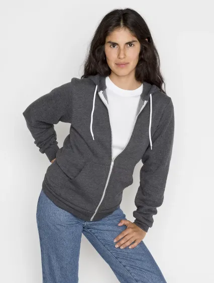 Los Angeles Apparel F97 Flex Fleece Zip Up Hoodie in Dark heather grey