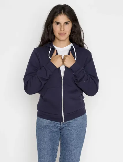 Los Angeles Apparel F97 Flex Fleece Zip Up Hoodie in Navy