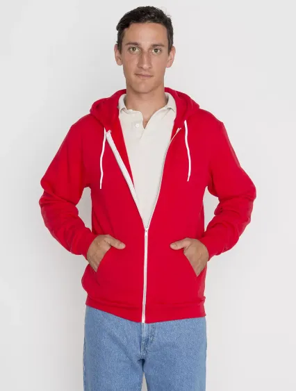 Los Angeles Apparel F97 Flex Fleece Zip Up Hoodie in Red