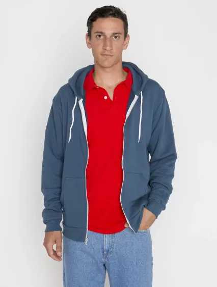 Los Angeles Apparel F97 Flex Fleece Zip Up Hoodie in Sea blue