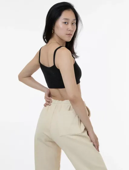 Los Angeles Apparel FF016 Poly Cottn Crop Spaghett in Black