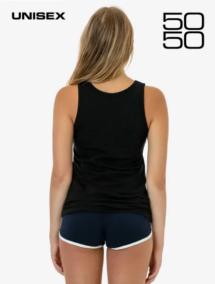 Los Angeles Apparel FF08 50/50 Poly Cotton Tank in Black