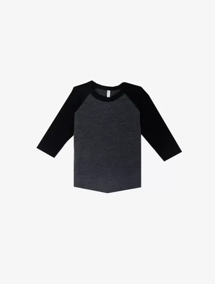 Los Angeles Apparel FF1053 Toddler 3/4 Slv Ply Ctn in Heather black/black