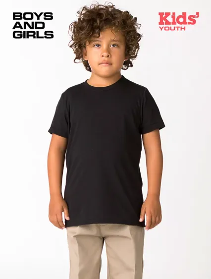 Los Angeles Apparel FF2001 Youth Poly Cotton S/S T in Black