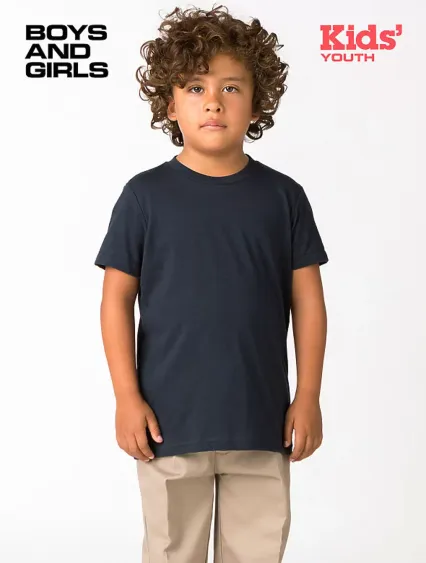 Los Angeles Apparel FF2001 Youth Poly Cotton S/S T in Navy