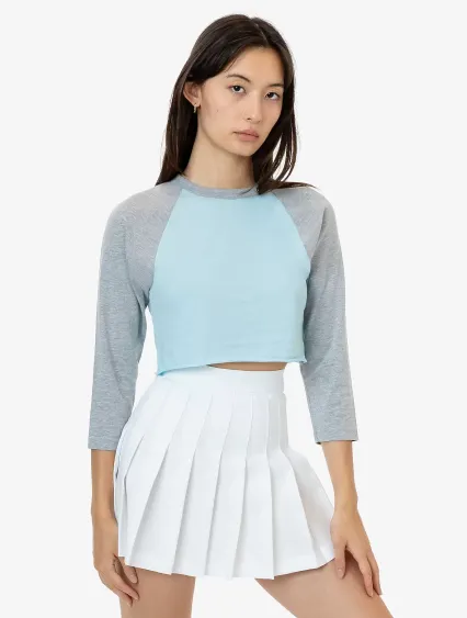 Los Angeles Apparel FF354 Poly Cotton 3/4 Sleeve R in Light blue/heather
