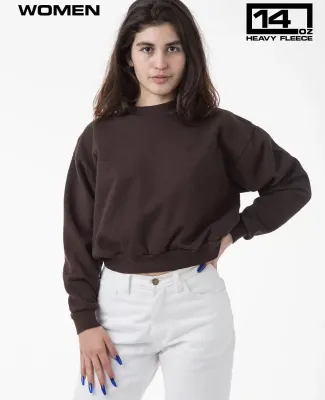 Los Angeles Apparel HF06GD HF Cropped Mock Neck Pu in Chocolate