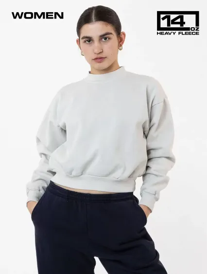 Los Angeles Apparel HF06GD HF Cropped Mock Neck Pu in Cement