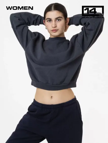 Los Angeles Apparel HF06GD HF Cropped Mock Neck Pu in Dolphin blue