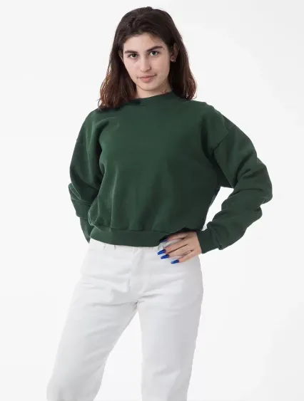Los Angeles Apparel HF06GD HF Cropped Mock Neck Pu in Ivy