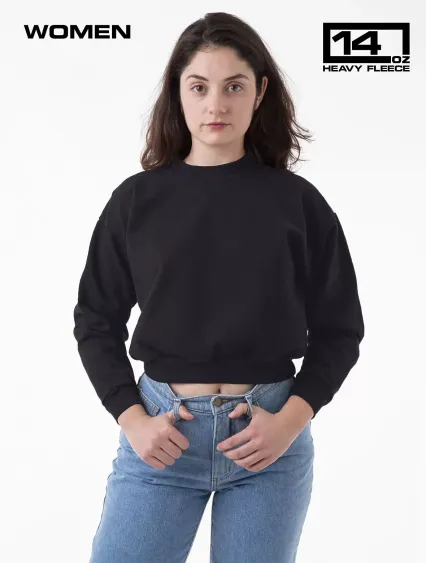 Los Angeles Apparel HF06GD HF Cropped Mock Neck Pu in Off black
